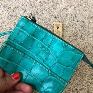 Small croc style leather wristlet